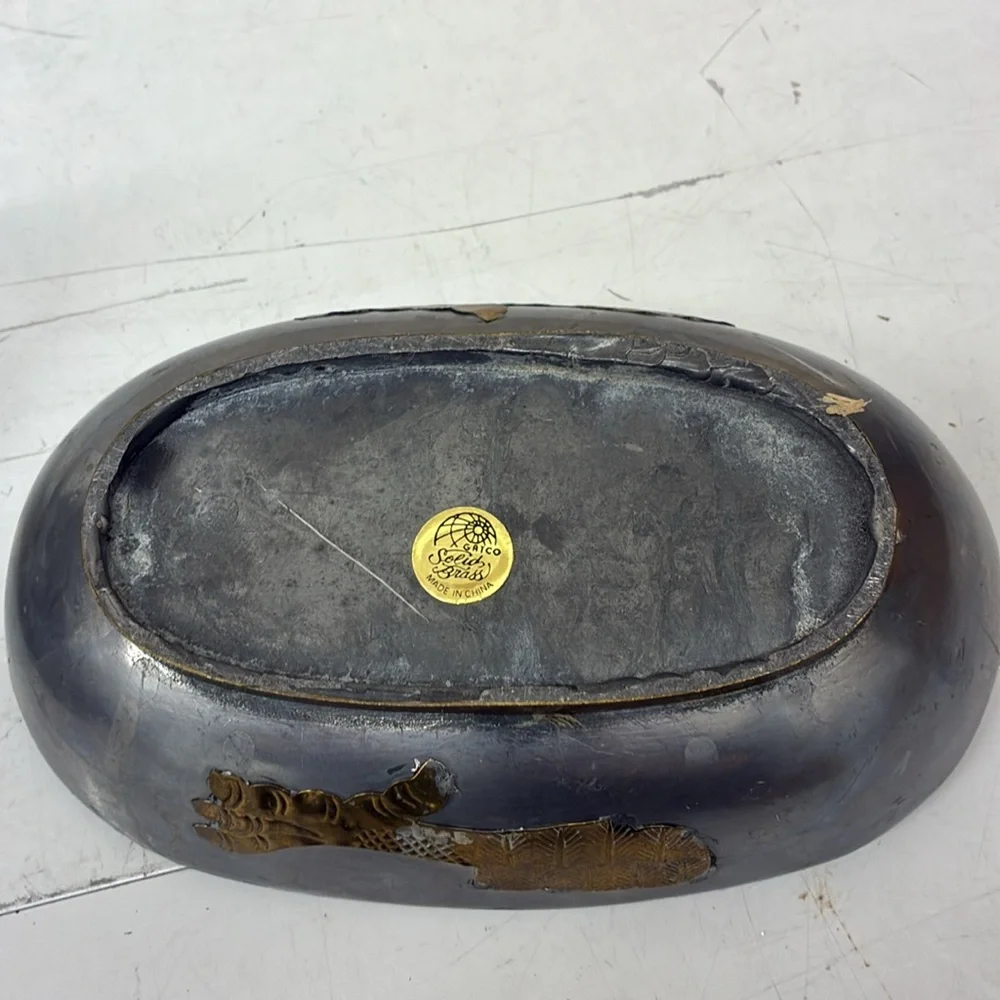 MCM Duck Decoy Keepsake Box  Chinese  pewter & brass duck trinket box lidded